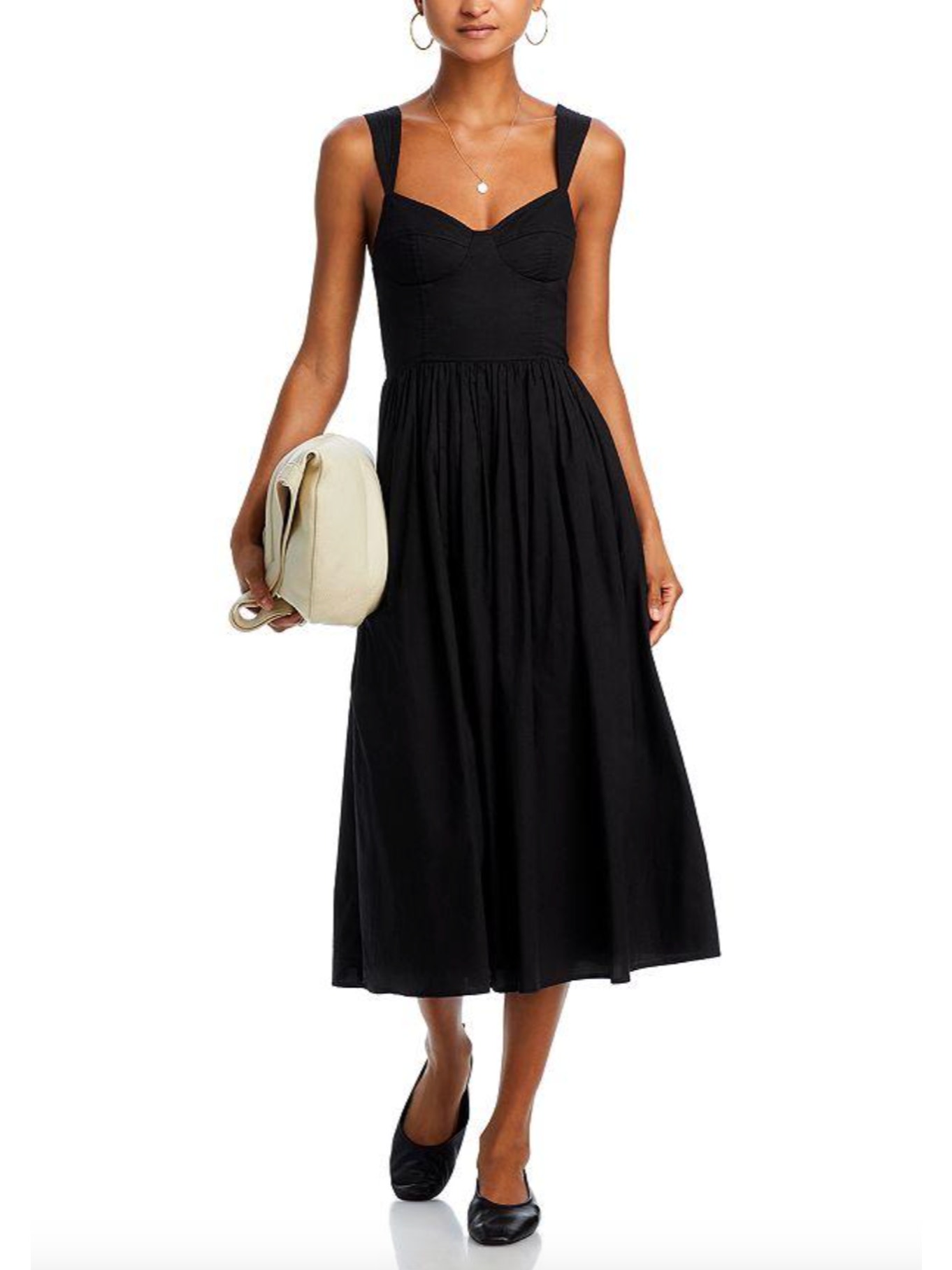 Bloomingdale's Aqua Corset Midi Smocked Black Formal Cocktail Dress Size M (Nwt)